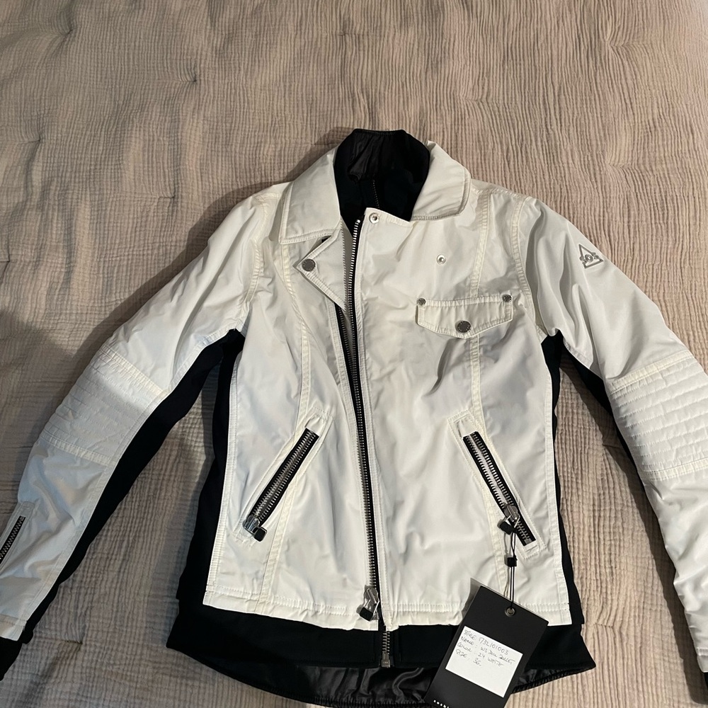 White and Black Biker Ski Jacket